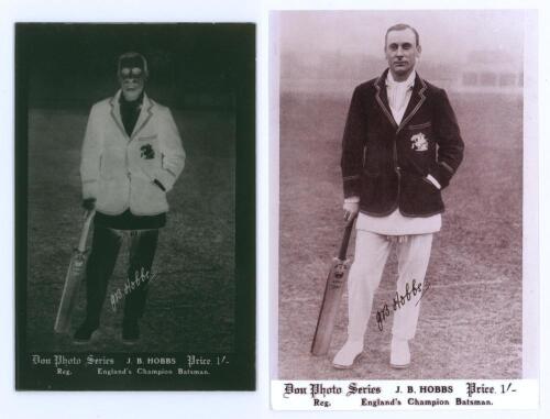 John Berry &lsquo;Jack&rsquo; Hobbs. Surrey & England 1905-1934. Glass plate negative of Hobbs, full length, wearing M.C.C. blazer and in cricket attire holding a cricket bat to side. The plate was struck for the M.C.C. tour of Australia in 1924/25 under the name Don