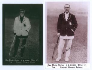 John Berry &lsquo;Jack&rsquo; Hobbs. Surrey & England 1905-1934. Glass plate negative of Hobbs, full length, wearing M.C.C. blazer and in cricket attire holding a cricket bat to side. The plate was struck for the M.C.C. tour of Australia in 1924/25 under the name Don