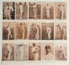 England player postcards early 1900s. A selection of fifteen early postcards, all of a similar &lsquo;pink&rsquo; printed series, each depicting an English cricketer in various poses, with printed player&rsquo;s name to lower border. The majority are from photographs by E.