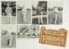 &lsquo;The Excelsior Pictorial Post Card Co. Portraits of the complete English Team who brought home the Ashes&rsquo;. Published by A.C. (Albert Craig) Cricket Rhymester. Blue card booklet with printed titles containing four postcards, two with three cricketers, two - 3