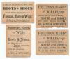 Freeman, Hardy & Willis c.1900. Four early advertising cards featuring cricket scenes/ cartoons. One, titled &lsquo;Cricket Cranks. Find the Doctor&rsquo;, features a roundel of an illustration of F.S. Jackson with a humorous scene of a cricketer being charged by a b - 2