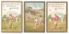 Huntley & Palmers Biscuits 1878. Three original colour Victorian chromolithograph advertising cards with gold borders, each depicting a different cricket scene, titled &lsquo;Huntley & Palmers Biscuits, Reading & London&rsquo;. To verso, printed details of the compan