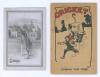 Early cricket menu and Christmas card. Small original folding menu card for Jesus College, Cambridge, dated 9th November 1881. The elaborate front cover engraving depicts a winged insect (cricket) in batting stance at the wicket with college buildings in 