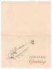 M.C.C. tour of Australia & New Zealand 1946/47. Official M.C.C. Christmas card with decorative covers and printed caricatures of the M.C.C. team by Mailey to rear page. Unsigned. Good condition - 2