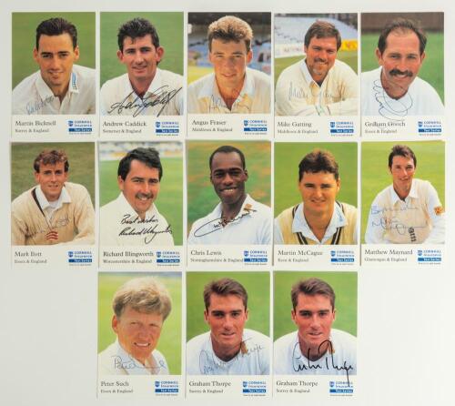 &lsquo;Cornhill Insurance Test Series&rsquo; collectors&rsquo; cards Series &lsquo;G&rsquo; to &lsquo;K&rsquo;. Over one hundred and fifty original colour player cards of which over sixty are signed by the featured player. Includes Series &lsquo;G&rsquo;, 21 cards of which thirteen are signed by Bicknell, Ca
