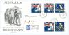 Don Bradman. Australian Bicentenary 1788-1988 first day cover signed by Bradman to centre. Postdated &lsquo;Headingley, Leeds&rsquo; with Bicentenary stamps for the 21st June 1988. Very good condition