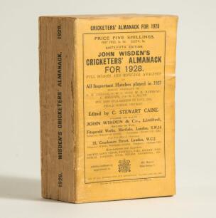 Wisden Cricketers&rsquo; Almanack 1928. 65th edition. Original paper wrappers. Some soiling to wrappers and spine otherwise in generally good/very good condition
