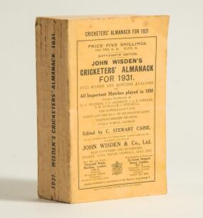 Wisden Cricketers&rsquo; Almanack 1931. 68th edition. Original paper wrappers. Minor marks to wrappers, odd very minor faults otherwise in very good condition
