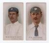 Yorkshire. Wills&rsquo;s Cigarettes &lsquo;Cricketers&rsquo; 1896. W.D. & H.O. Wills, Bristol & London. Two rare individual cards from the series of fifty, one of F.S. Jackson, the other Wainwright. Minor wear to corners, otherwise in very good condition.
