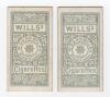 Yorkshire. Wills&rsquo;s Cigarettes &lsquo;Cricketers&rsquo; 1896. W.D. & H.O. Wills, Bristol & London. Two rare individual cards from the series of fifty, one of F.S. Jackson, the other Wainwright. Minor wear to corners, otherwise in very good condition. - 2