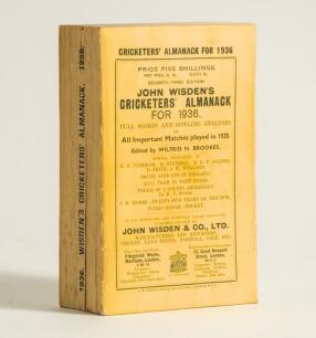 Wisden Cricketers&rsquo; Almanack 1936. 73rd edition. Original paper wrappers. Very minor marks and very slight breaking to spine paper, odd very minor faults otherwise in very good condition