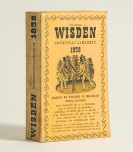 Wisden Cricketers&rsquo; Almanack 1938. 75th edition. Original cloth covers. Very slight bowing to spine, some minor staining to spine paper otherwise in good+ condition