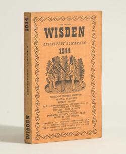 Wisden Cricketers&rsquo; Almanack 1944. 81st edition. Original limp cloth covers. Only 5600 paper copies printed in this war year. Very good/excellent condition. Rare war-time edition