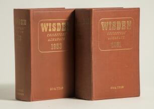 Wisden Cricketers&rsquo; Almanack 1951 and 1953. Original hardback editions. The 1951 edition with broken internal hinges to front and rear, some dulling to gilt titles otherwise in good condition. The 1953 edition in good/very good condition. Qty 2
