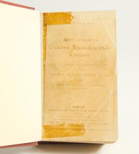 Wisden Cricketers&rsquo; Almanack 1879, 1880 and 1881. 16th to 18th editions. The three editions bound as one in light brown boards, with original paper wrappers for each edition, titles in gilt to spine. The 1879 with worn and faded wrappers, remains of old ta