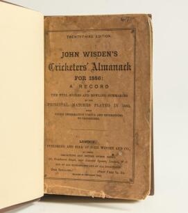 Wisden Cricketers&rsquo; Almanack 1886. 23rd edition. Bound in dark brown boards, with original paper wrappers, titles in gilt to spine. Worn and stained wrappers with minor damage otherwise in generally good condition