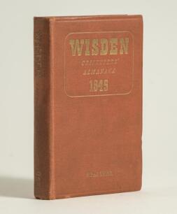 Wisden Cricketers&rsquo; Almanack 1945. 82nd edition. Original hardback. Only 1500 hardback copies were printed in this war year. Some dulling to the gilt titles on the front board and spine, some wear to boards, some wear to internal hinges otherwise in good c