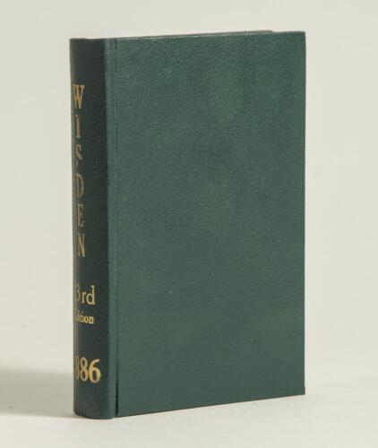 Wisden Cricketers&rsquo; Almanack 1886. Willows softback reprint (1985) bound in green boards with wrappers, gilt titles to spine and green speckled page edges. Limited edition. Good/very good condition
