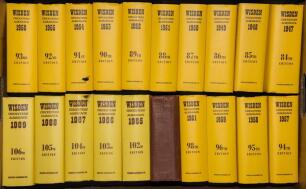 Wisden Cricketers&rsquo; Almanack 1947 to 2015. Original hardback editions. An almost complete run but lacking the 1960, 1962, 1964, 1991, 1995 and 1996 editions. The majority of the books with replacement dustwrappers, with the exception of the 1963 edition wh