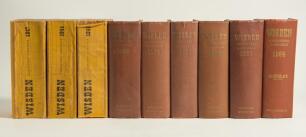 Wisden Cricketers&rsquo; Almanacks 1947, 1948 (2), 1952, 1953, 1954, 1958, 1959 and 1964. The first three books are softback editions, the remainder are original hardback editions. All books with faults, the three softback editions with soiled and worn covers, 
