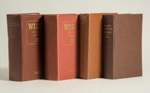 Wisden Cricketers&rsquo; Almanack 1909 and 1920. Both editions bound in brown boards, lacking original paper wrappers, gilt titles to spine and both in good condition. Sold with original hardback editions for 1949 and 1961. The 1949 edition with broken internal