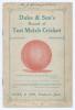 Triangular Test Tournament 1912. &lsquo;Duke & Son&rsquo;s Record of Test Match Cricket&rsquo;. F.S. Ashley-Cooper. Penshurst 1912. 24pp booklet with original decorative paper wrappers, produced in the lead-up to the Triangular Test Tournament between England, Australia an