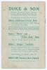Triangular Test Tournament 1912. &lsquo;Duke & Son&rsquo;s Record of Test Match Cricket&rsquo;. F.S. Ashley-Cooper. Penshurst 1912. 24pp booklet with original decorative paper wrappers, produced in the lead-up to the Triangular Test Tournament between England, Australia an - 3