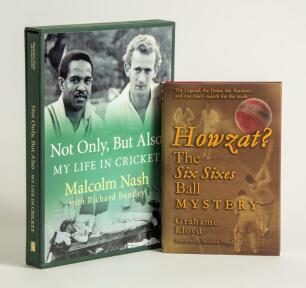 Garry Sobers. Six sixes v Glamorgan 1968. Two hardback titles relating to Sobers&rsquo; achievement of hitting six sixes in one over off the bowling off Malcolm Nash while playing for Nottinghamshire at Swansea in 1968. &lsquo;Not Only, But Also. My Life In Cricket&rsquo;,