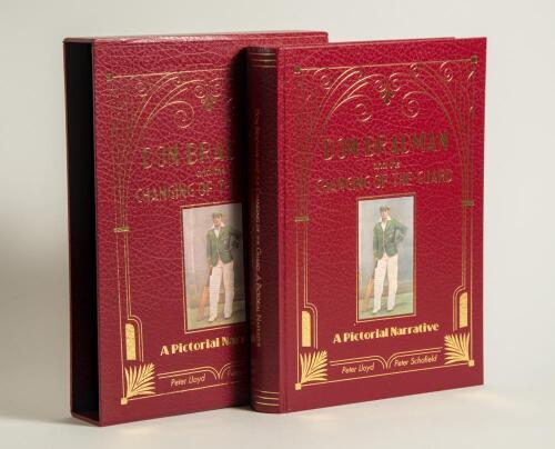 &lsquo;Don Bradman and the Changing of the Guard. A Pictorial Narrative&rsquo;. Peter Lloyd and Peter Schofield, 2021. Limited edition no 79 of 117 produced, signed by Lloyd, Schofield, Mike Coward and Bernard Wimpress. In slip case. Very good condition.