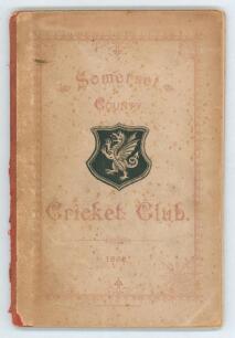 Somerset County Cricket Club Year Book 1892[-93]. Compiled by Tom H. Knight (County Scorer). Printed by Alex Hammett, Taunton 1892. Original decorative boards. The year book provides a review of the 1892 season, (the front cover dated &lsquo;1892&rsquo;) and fixtures