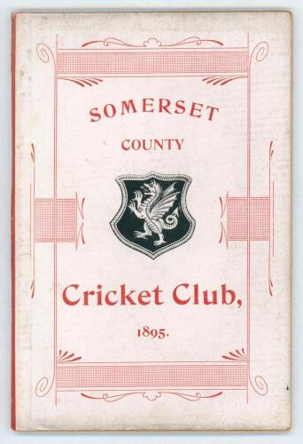 Somerset County Cricket Club Year Book 1895-96. 6th Edition. Compiled by W.T. Webb. Printed by Hammett & Co, Taunton 1896. Original decorative boards. Minor soiling to boards otherwise in very good condition. Scarce.