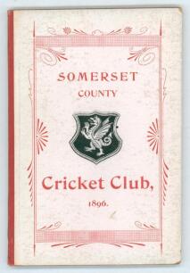 Somerset County Cricket Club Year Book 1896-97. 7th Edition. Compiled by W.T. Webb. Printed by Hammett & Co, Taunton 1897. Original decorative boards. Light soiling to boards otherwise in good/ very good condition. Scarce.