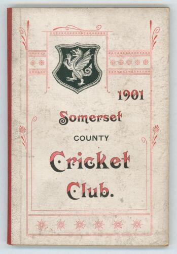 Somerset County Cricket Club Year Book 1901-02. Compiled by G.S. McAulay. Printed by Hammett & Co, Taunton 1901. Original decorative boards. Some soiling to boards, otherwise in very good condition. Scarce.