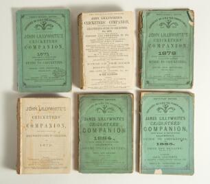 John [& James] Lillywhite&rsquo;s Cricketers&rsquo; Annuals 1871-1900. A good run of the &lsquo;green&rsquo; and &lsquo;red&rsquo; Lillywhites. Includes eleven issues of &lsquo;John [& James] Lillywhite&rsquo;s Cricketers&rsquo; Companion&rsquo; (&lsquo;green Lillywhite&rsquo;) for years 1871-1885. The 1871 in original wrappe