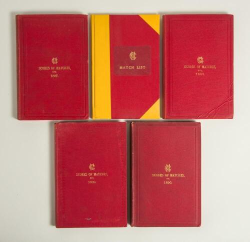 &lsquo;M.C.C. Match List. A summary of 8,642 matches played in the United Kingdom by the Marylebone Cricket Club&rsquo;. F.S. Ashley-Cooper. London 1930. Rebound in red and yellow cloth with original gilt title label laid down to front cover. Very good condition. Sol