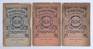 &lsquo;The Yorkshire Cricket Chronicle&rsquo;. No.10. July 23rd, No.12 August 3rd, No.13 August 10th and No.14 August 13th 1903. Published by authority of the Yorkshire Committee, printed by J.W. Northend of Sheffield. Four 16pp booklets comprising articles, images o