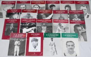 Association of Cricket Statisticians publications. Good run of forty &lsquo;Famous Cricketers Series&rsquo; booklets comprising numbers 1-39 including 1st and 2nd editions of no. 1, Jack Hobbs, and the 2nd edition of no. 4 Frank Woolley. Other subjects include Ponsfo