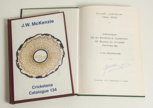 J.W. Mckenzie. Cricketana Catalogue 134. Ewell 2005. A catalogue of cricket memorabilia with an introduction &lsquo;J.W. Goldman. Life with one of the great collectors by his son Alfred Goldman&rsquo;, recalling life with his father J.W. Goldman, the well-known crick
