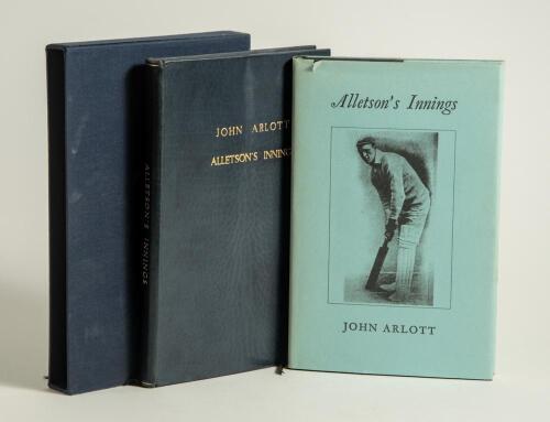 &lsquo;Alletson&rsquo;s Innings&rsquo;. John Arlott. Two copies of the facsimile reprint published by J.W. McKenzie in 1991 as a numbered limited edition of 250 copies. One copy is bound in full black calf, gilt title to front and spine, gilt to top page edges, in slip cas