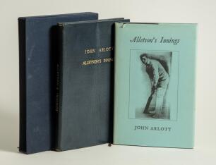 &lsquo;Alletson&rsquo;s Innings&rsquo;. John Arlott. Two copies of the facsimile reprint published by J.W. McKenzie in 1991 as a numbered limited edition of 250 copies. One copy is bound in full black calf, gilt title to front and spine, gilt to top page edges, in slip cas