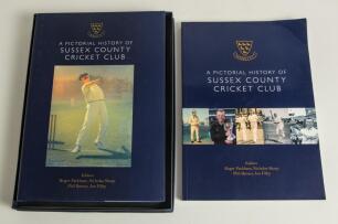&lsquo;A Pictorial History of Sussex County Cricket Club&rsquo;. Edited by Roger Packham, Nicholas Sharp, Phil Barnes and Jon Filby. Hove 2014. Limited edition of 175 copies, this copy being no. 4. Bound in blue cloth with very good dustwrapper, housed in a lidded bo