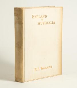&lsquo;England v. Australia. The Record of a Memorable Tour [1911-12]&rsquo;. P.F. Warner. Mills & Boon 1912. Large paper limited edition of only 50 copies produced, this being no. 40, nicely signed by the author. Original cream cloth, titles in gilt to front and spi