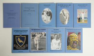 Sussex signed limited edition booklets. Nine booklets published by the Sussex Cricket Museum and Education Trust, each signed (unless stated) by the author and/ or subject, contributor(s). All similarly bound in original blue card wrappers. Titles are &lsquo;A.