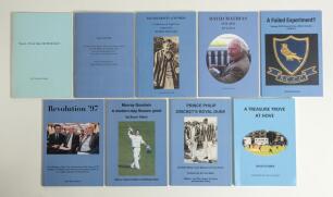 Sussex signed limited edition booklets. Nine booklets all, with one exception, published by the Sussex Cricket Museum and Education Trust, each signed (unless stated) by the author and/ or subject, contributor(s). All similarly bound in original blue card