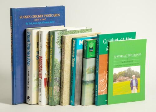 Sussex signed County and Club histories and biographies. Nine titles of which seven are signed by the author (unless stated), some with accompanying letter slipped in from the author to the late vendor. Signed hardback titles, all with good dustwrappers, 