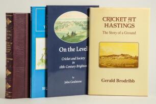 Sussex cricket histories. Four titles of which three are signed limited editions. Titles are &lsquo;Cricket at Hastings. The Story of a Ground&rsquo;, Gerald Brodribb, Hastings 1989, limited edition hardback no. 46/100. Signed by Brodribb and Jim Parks. Good dustwrap