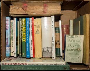 Cricket histories and reference books. Box comprising a mixed selection of twenty one titles, some signed and the odd limited edition. &lsquo;Between the Wickets&rsquo;, Eric Parker, London 1926, signed in ink to the front endpaper by Parker, 17th April 1942, with ow