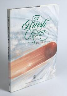 &lsquo;A Brush with Cricket&rsquo;. Richie Ryall 1991. Limited edition of 850 copies signed by the author, this being number 713. This book was produced for Richie Ryalls Benefit Year 1991/92. Blue cloth boards with dustwrapper. This edition has been signed by the ar