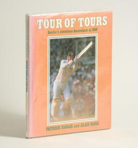 &lsquo;Tour of Tours. Border&rsquo;s victorious Australians of 1989&rsquo; Patrick Eagar 1989. Signed to title page by Eagar, to the back end pages by fifteen of the England players including Botham, Ellison, Such, Gower, Gatting, Willey, Robinson, Cowans, Gooch etc, Gower