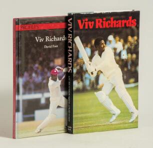 Vivian Richards. Two hardback biographies of Richards. &lsquo;Viv Richards&rsquo; by Richards and David Foot, Kingswood 1979. &lsquo;Viv Richards&rsquo;, David Foot, London 1987. Both titles signed by Richards and Foot. Sold with an official folding scorecard, Somerset v Warwick